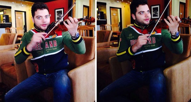 بالصور: عامر زيان يعزف على الكمان بعفويّة
