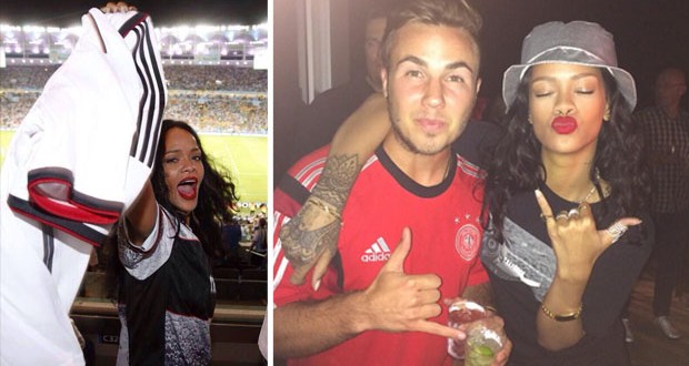 بالصور: Rihanna إحتفلت مع المنتخب الإلماني ورفعت كأس العالم بين الأبطال