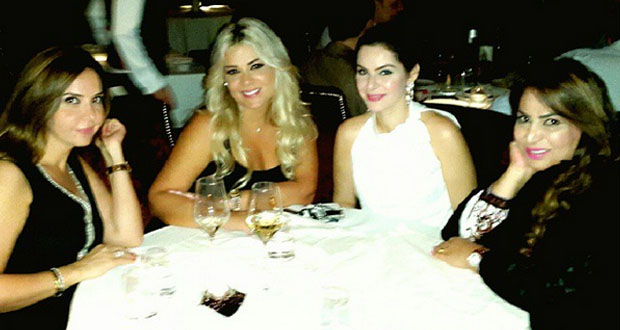 بالصورة: مادلين مطر تشعّ جمالاً على العشاء مع صديقاتها في دبي