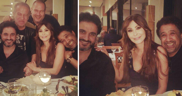 إليسا، الشاب خالد وملحم زين على العشاء في لبنان برفقة مجموعة من الأصدقاء