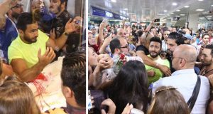 الجمهور أغلق المطار… إستقبال تامر حسني بالزغاريد في تونس