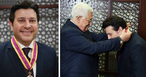 الرئيس الفلسطيني يقلّد هاني شاكر بوسام الثقافة والفنون