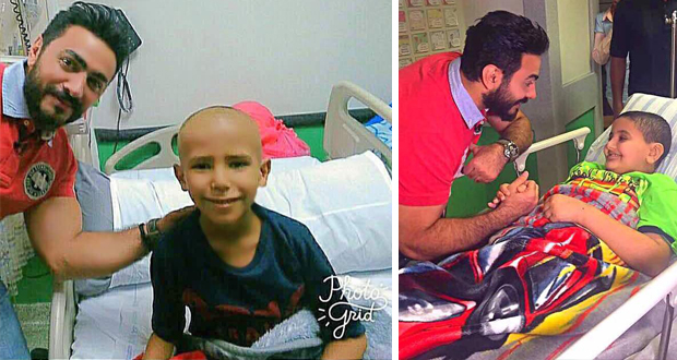 تامر حسني يحقق حلم طفل مصاب بالسرطان