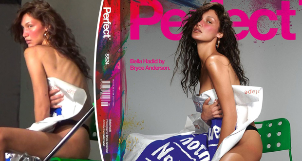 بيلا حديد بإطلالة فاضحة على أول غلاف مجلة منذ تعافيها من لايم